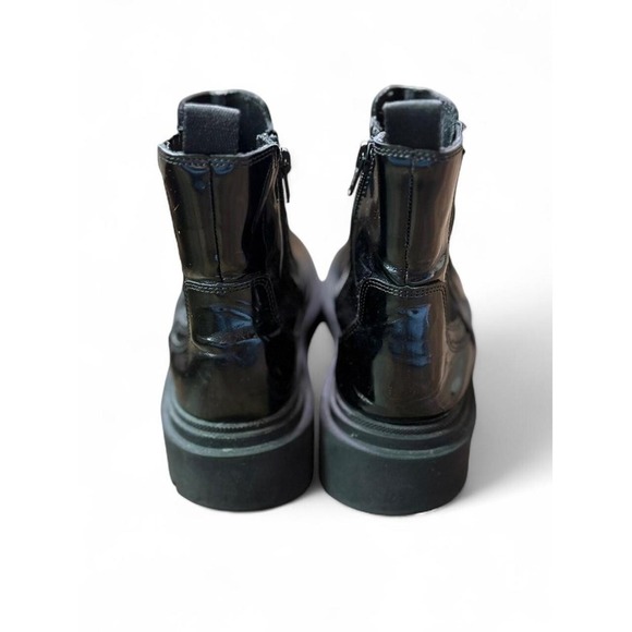 ZARA Black Leather Chelsea Boots Size 37 / US 7 Chunky Sole Classic Style - Picture 4 of 6
